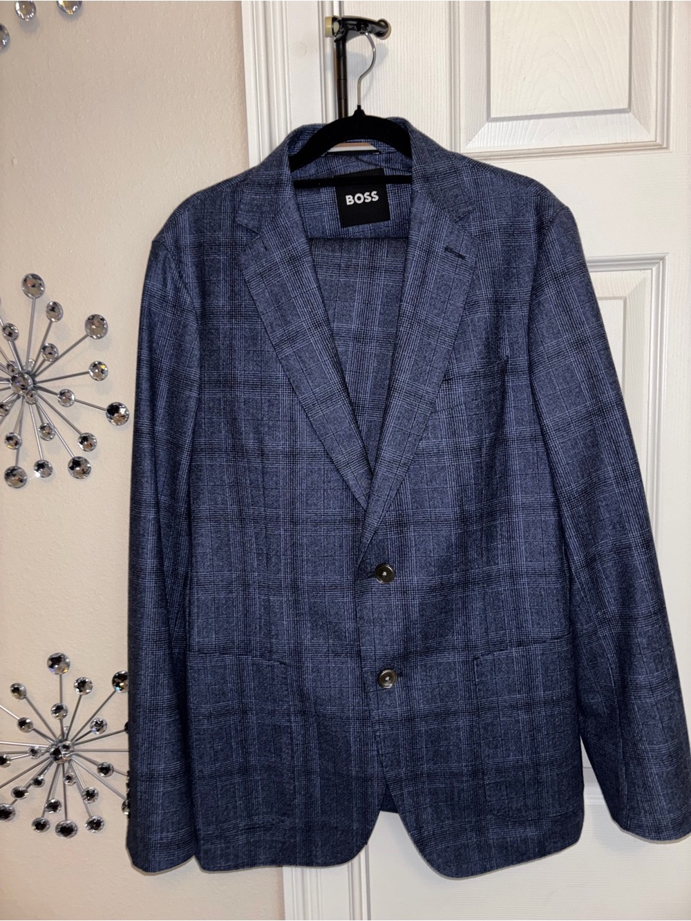 BOSS Men's Navy Plaid Sport Coat